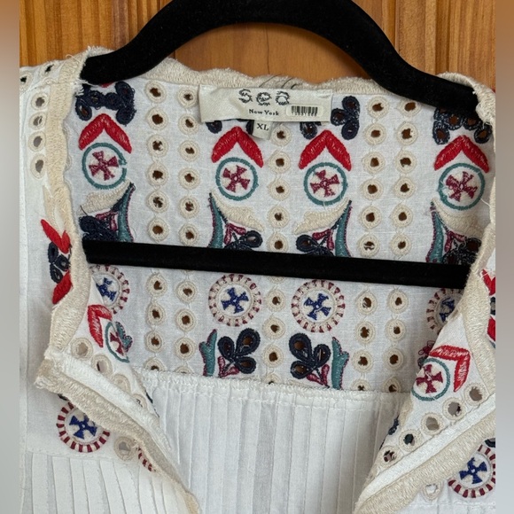 SEA Alicia White Blouse with Multicolor Embroidery - Picture 7 of 10
